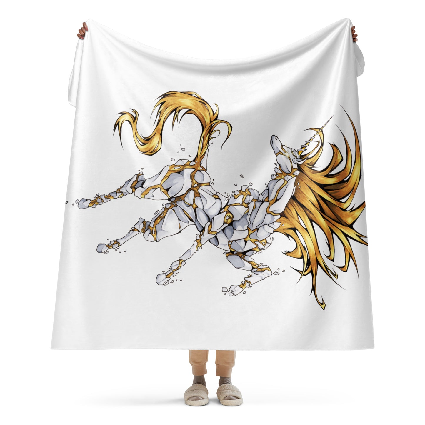 Couverture en Sherpa /Licorne Porcelaine